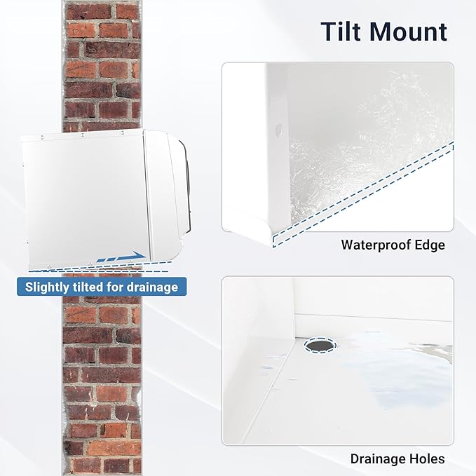 PTAC Wall Sleeve, 42.5”L x 16.6”W x 15" H Wall Sleeve with Exterior Ventilation Grille & Weatherproof Drain Hole, Durable Metal Sleeve for Most Packaged Terminal Air Conditioners and PTHP, White