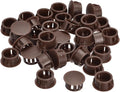 uxcell 16mm(5/8") Plastic Hole Plugs, 36Pcs Flush Type Panel Round Snap in Fastener Knockout Locking Plugs for Furniture Insert End Caps Panels, Brown