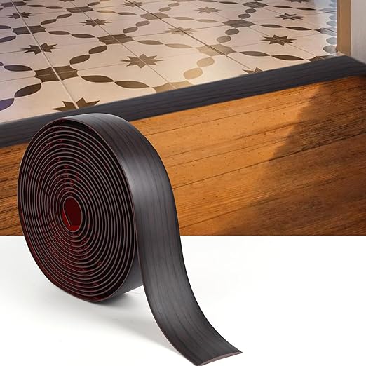Floor Transition Strip Cover Strips, Self Adhesive Vinyl Flooring Transitions Flat Divider Strip for Floor Carpet,Threshold, Floor Tiles, Doorway and Gaps (Black Walnut, 2 Inch x 20 Feet)