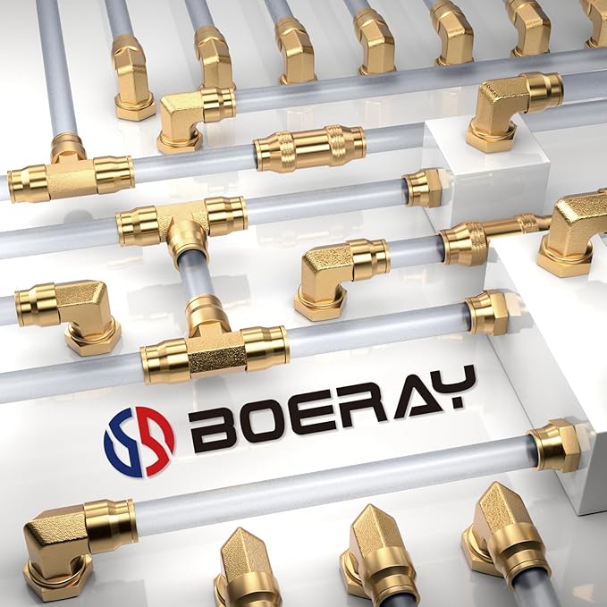 25pcs Quick Connect Brass DOT Air Line Fittings Straight Union 1/4” 3/8” Tube Push to Connect Fittings Air Suspension Fittings Straight Air Brake Union Push Lock Pneumatic Air Hose Fittings