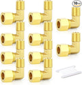 GASHER 10PCS Brass 90 Degree Elbow Compression Tube Pipe Fitting Connector, 1/4" Tube OD x 1/4" NPT Male Connector