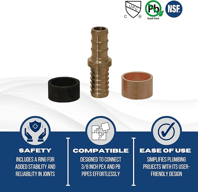 XFITTING 3/8 Inch Pex x 3/8 Inch PB (polybutylene) Slicing coupling with ring, Repair Kit, 31-2-2=2XX, 2 Pieces