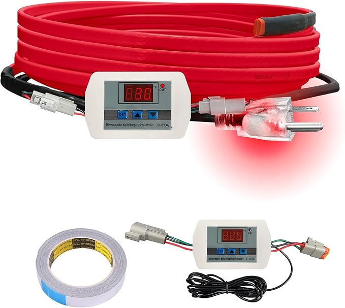 OEBLD Heat Tape for Water Pipes 9FT, Replaceable Smart Thermostat for Pipe Freeze Protection, Self-Regulating Roof Deicing Cable for Metal and Plastic Home Pipes, 110-120V