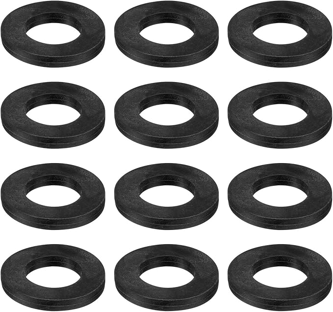 uxcell 12 Pcs Solid Nitrile Rubber Flat Washer DN32 1-13/16" OD x 1-3/8" ID x 1/4" Thickness Large Washers O Ring Sealing Gaskets, Industrial Flat Rubber Spacer, Black