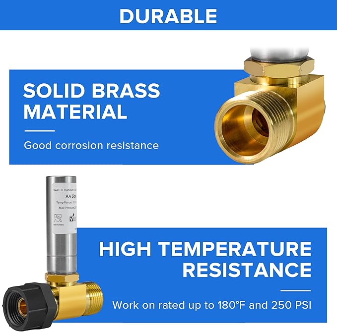 (1-Pack) SECKWHALE Stainless Steel Water Hammer Arrestor, 7/8" Female Swivel Ballcock Nut X 3/4" Male Thread, Reduce Banging Noise in Toilets and Pipes, Tee, Toilet
