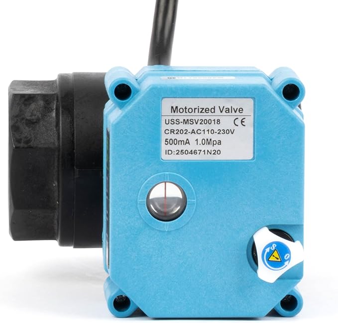 U.S. Solid 1” PPE Motorized Ball Valve with US Plug - Plastic Electrical Ball Valve, 2 Wire Auto Return, AC 110~230V, Normally Closed