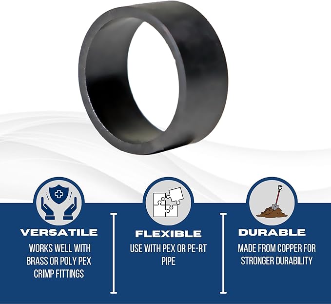 XFITTING 1/2 Inch Copper Pex ring Black Oxidized Surface, 100 Pieces