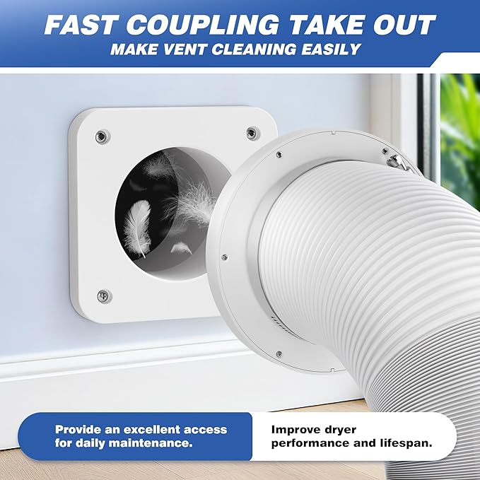 Magnetic Dryer Vent Connector, DV180 Airtight Seal Dryer Vent Coupling Kit with 4" 3.3ft Duct, Easy to Clean