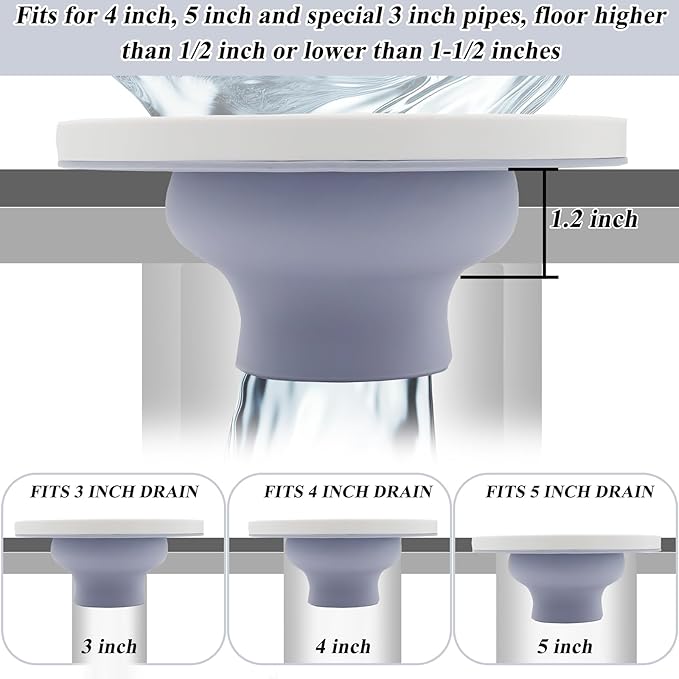 Toilet Flange Repair Kit Fits for 4 Inch 5 Inch or Special 3 Inch Drain Pipe, Universal Toilet Flange for Toilet Repair and Installation, Perfect Seal No More Leaks (Gray)