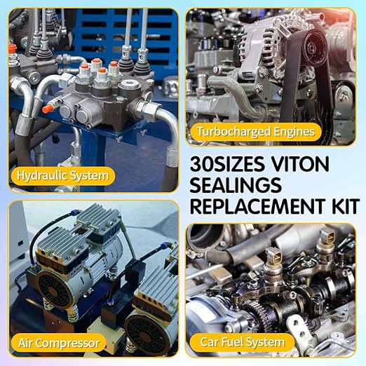 396PCS 30Sizes Viton O-Ring Kit, Metric Viton O Rings Assortment, Shore 75A Durometer, FKM O-Rings Sealing Kit for Hydraulic,Automotive,Engine and Plumbing Repair