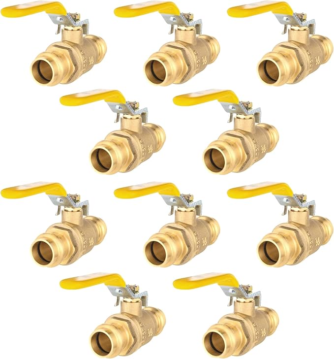 1/2-Inch Copper Press X Press Ball Valve for Copper Tubing,Brass Full Port Water Stop Shut Off Ball Valve,1/4 Turn with EPDM O-ring(Pack of 10)(VALVE242)