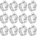 HARFINGTON 12 Pcs Hose Clamp 1/2"-3/4" (13-19mm) 304 Stainless Steel Adjustable Worm Gear Hose Clamp Assortment Kit for Fuel Line Pipe Plumbing Automotive Tube Mechanical