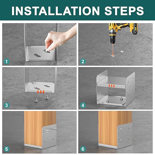 SPACEEUP 8x8 Post Base 2 Pcs Adjustable Post Anchor Bracket (Inner Size:7.5" x 7.5") Post Base Stainless Steel Concrete Post Anchor for Pavilion Deck Railing Support Decorative Anchor Plate