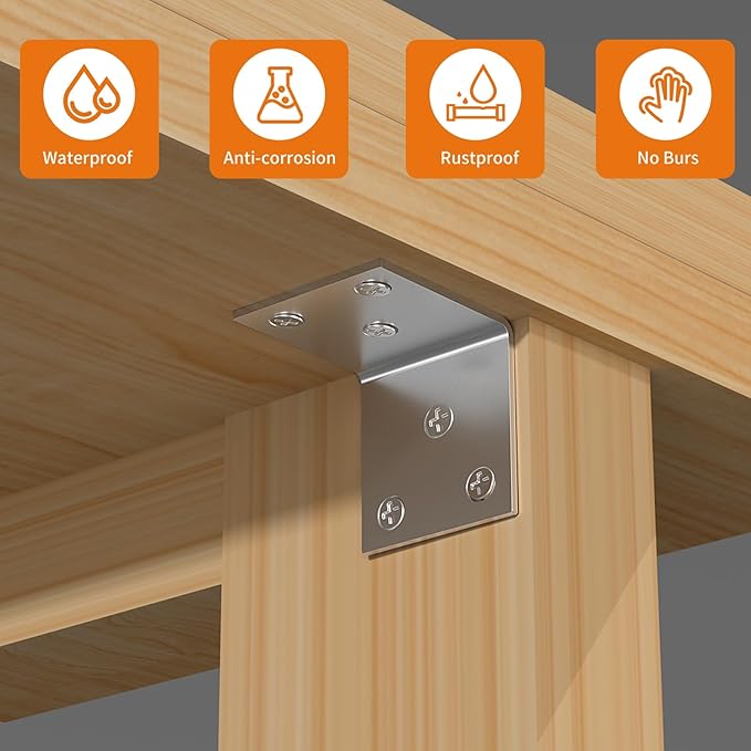 80Pcs Stainless Steel Angle Bracket, 2"x2"x2" Heavy Duty L Brackets for Wood, 50MM 2Inch Wide Corner Brackets Metal Corner Brace 90Degree L Shape Bracket for Wooden Frame Bed Furniture Bookshelf