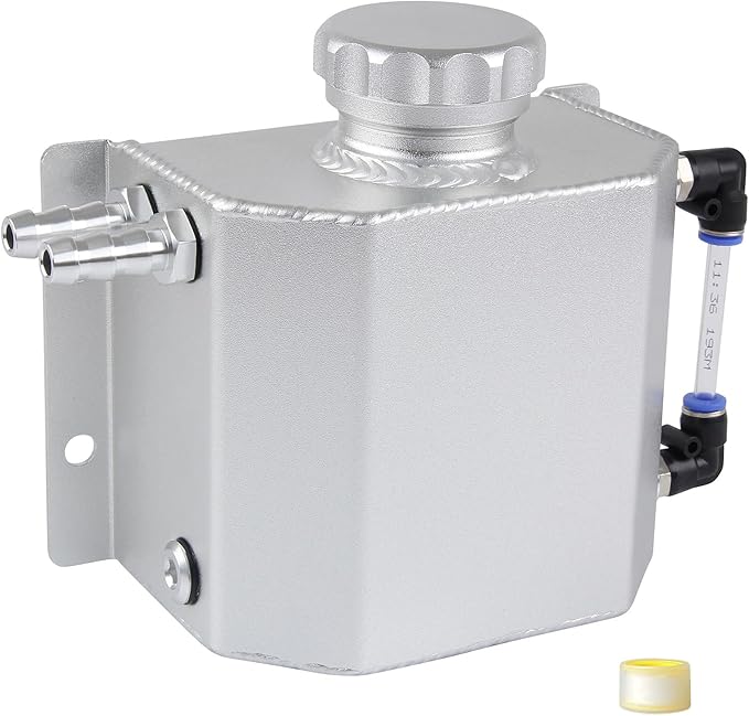 Coolant Radiator Tank Reservoir Expansion Overflow Tank Universal 1L Aluminum Silver