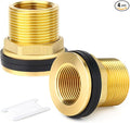 GASHER 4PCS Brass 3/4" Female 1" Male Bulkhead Tank Connector Adapter Fitting with Rubber Ring
