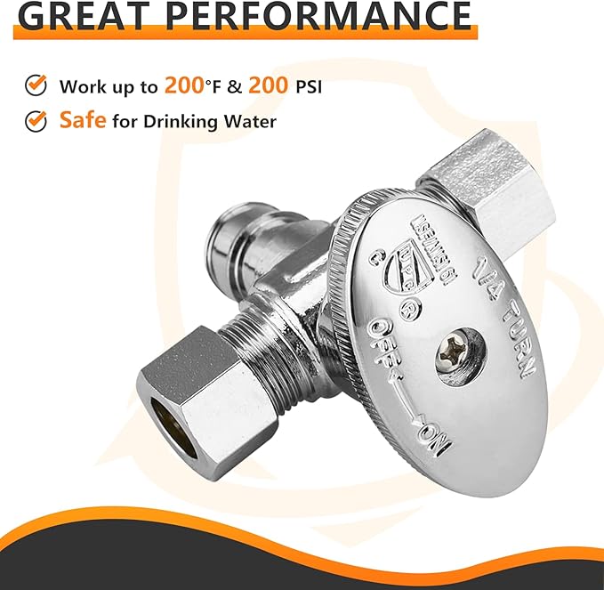 10-PCs HeSun Dual Compression Outlet Angle Stop Valve, 1/2" PEX-A Expansion x 3/8" OD Comp x 3/8" OD Comp, 1/4-Turn Shut Off Valve for Bathroom, ASTM F1960(VALVE128-10)