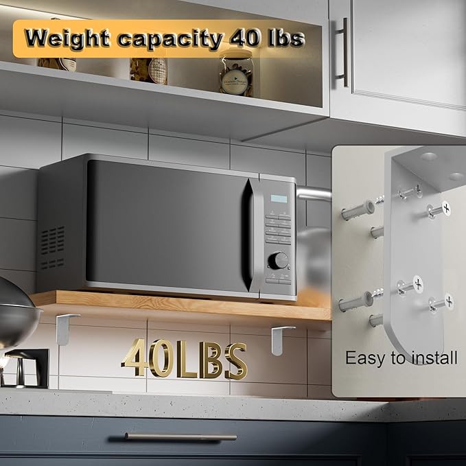 Alise 4Pcs Stainless Steel L Brackets for Shelves White, Small Floating Shelf Brackets, 90 Degree Right Angle Bracket, Heavy Duty Metal L Bracket Corner Brackets for Wood Furniture (3.35X3.35 in)