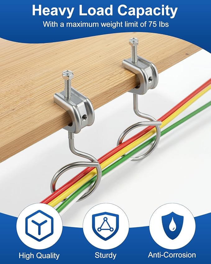 50 Pcs 1/4" x 20 Beam Clamp, 2 Inch Beam Clamps Steel Small C Clamps with Screws Rings Threaded Bridle Rings Hangers for Electricians, Pipe, Supports Up to 75 Lbs