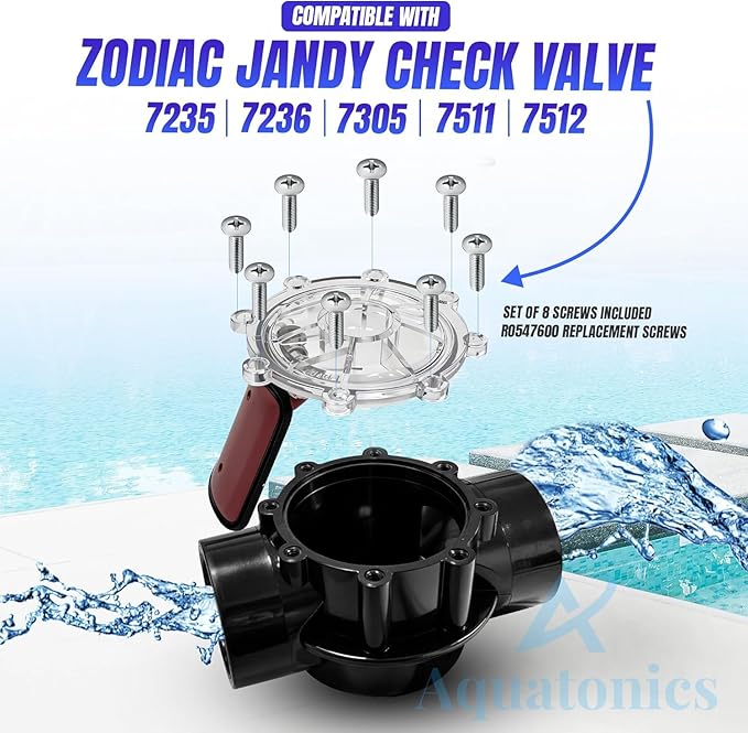 2 Pack 7056 Flapper with Lid O Ring & Set of 16 Screws – Pool Replacement Part 7056 Check Valve Flapper with Lid – Oring for Zodiac Jandy Spring Check Valve Models 7235, 7305, 7511, 7512