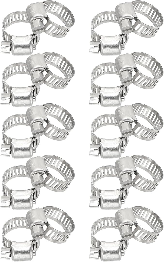 PATIKIL 20 Pcs Adjustable Hose Clamps,5/16"-5/8" (10mm-16mm) 304 Stainless Steel Worm Gear Drive Duct Pipe Clamp for Plumbing Automotive Mechanical Hose Connections, Silver