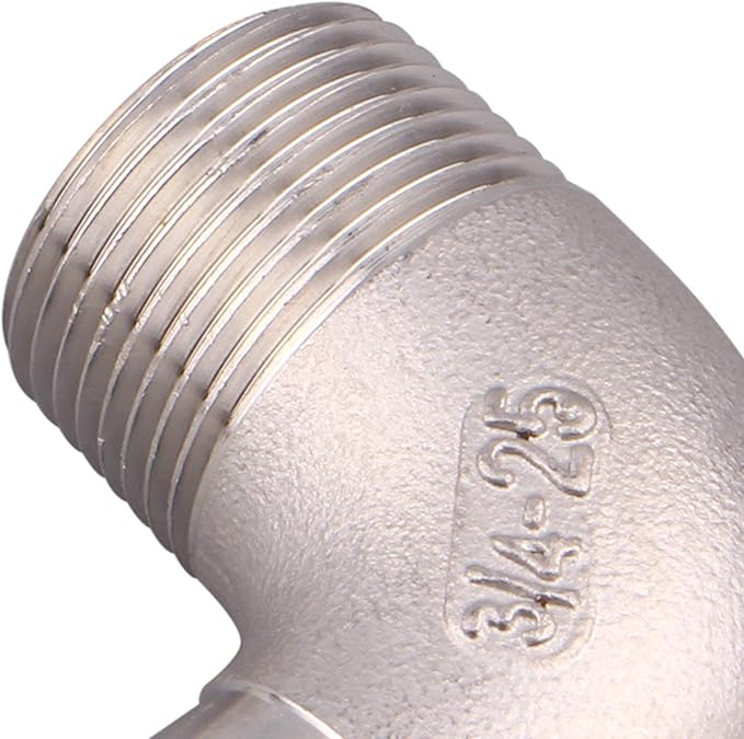 DERNORD 1" Hose Barb x 3/4" Male NPT Stainless Steel 90 Degree Elbow- Home Brew Pipe Fitting