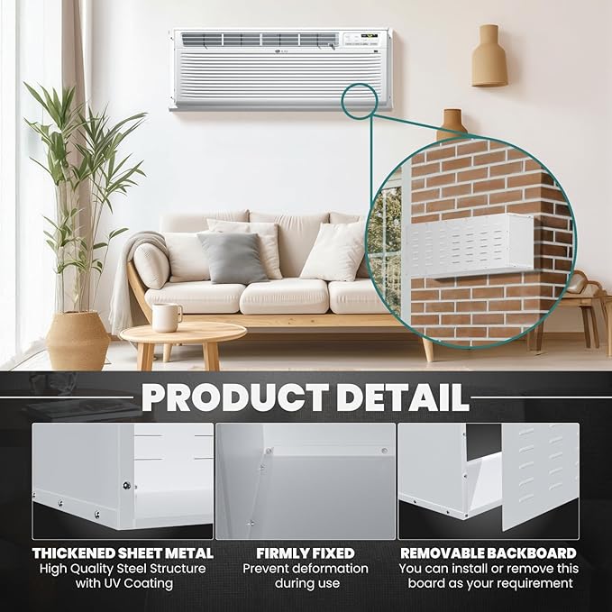 Universal PTAC Wall Sleeve 42" x 16", Heavy Duty Replacement Sleeve for Through the Wall AC Units, Powder Coated Metal Frame with Grille - for PTAC & PTHP Systems