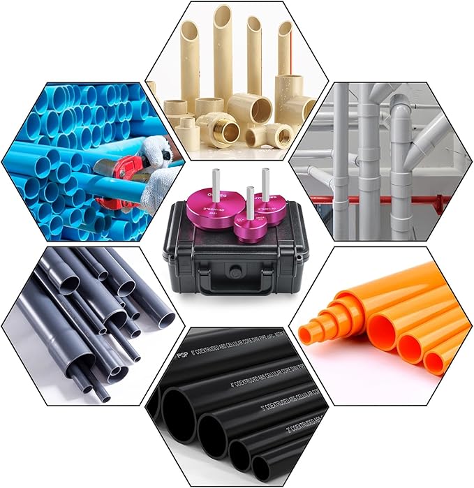 PVC Pipe Reamer 1-1/2",2",3" Reamers,PVC Fitting Saver Socket Saver for Plumbing,3-Piece Plastic Pipe Reamer Tool Kit for Sch.40 CPVC ABS Hub Fittings,Fit 1/2" Drills,1/4" Hex Shaft,for Pipes Cleaning