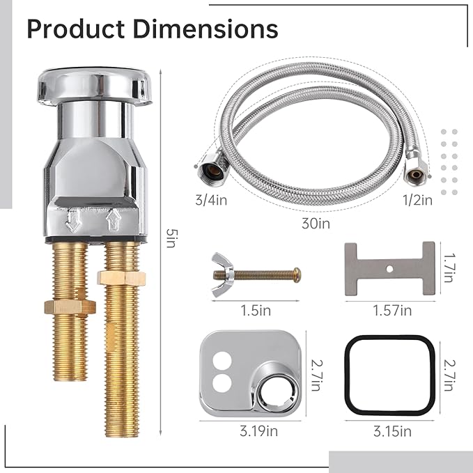 Varku 7 Pcs Shampoo Bowl Vacuum Breaker Kit, Shampoo Faucet Kit with Breaker Vacuum, Crossover Hose, Receiver Plate, Salon Sink Replacement Parts, Prevent Backflow Pressure