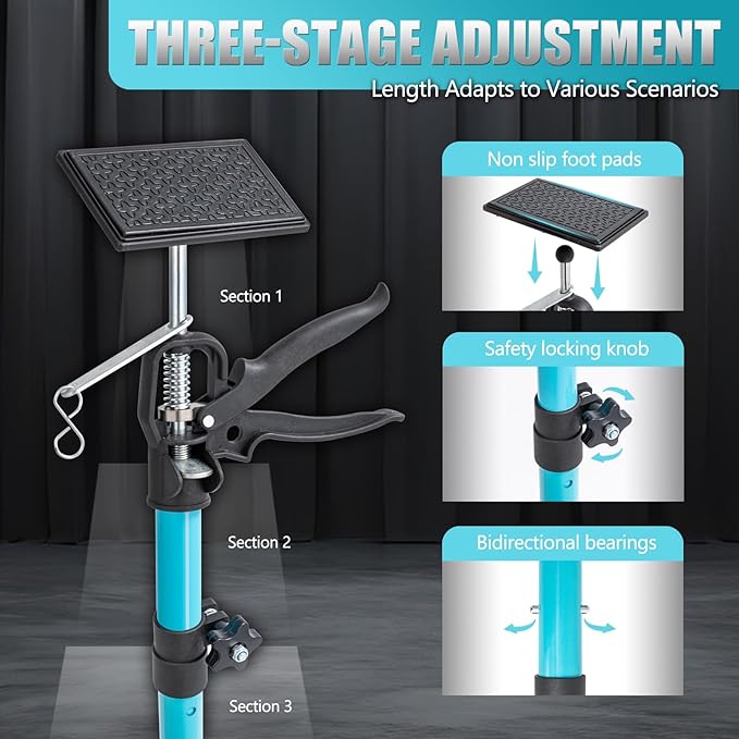 Steel Adjustable Cabinet Jack Support Pole, Quick Support Rod & Drywall Jack, Zip Wall Dust Barrier System, 3rd Hand Support System Load 132LB, Cabinet Installations Tools from 45.2-115.2 in, 2-Pack