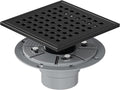 Neodrain Square Shower Drain,6 inch Black Stainless Steel 304 Grate and PVC Drain Body, Grate with Kit Includes Hair Trap/Strainer,Lifting Hook and PVC Drain Base