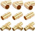 3/4 inch T PEX Tee & 90 Degree Elbow & Straight Coupling 3/4" (pack of 9) Lead-Free Brass Barb Crimp Pipe Fitting/Fittings
