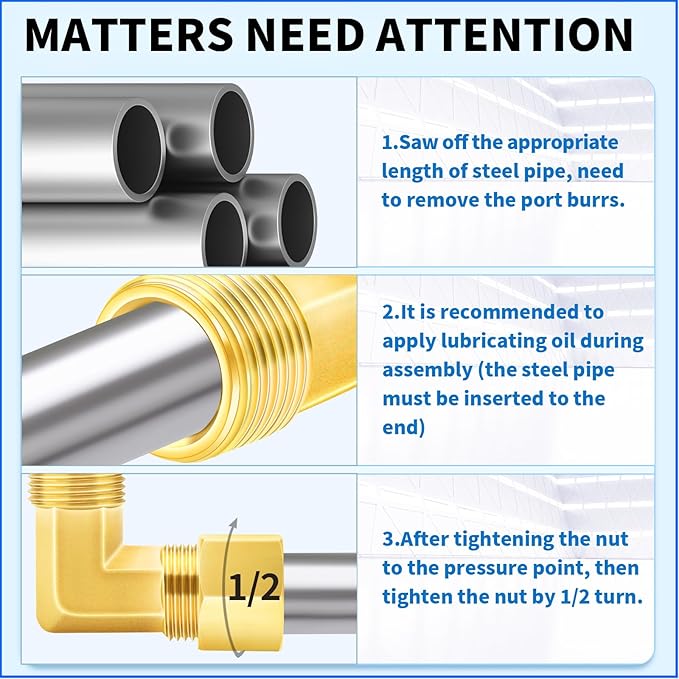 ChillWaves Brass Compression Tube Fitting, 5/8" OD x 5/8" OD 90 Degree Elbow Compression Union Connector(2-PACK)