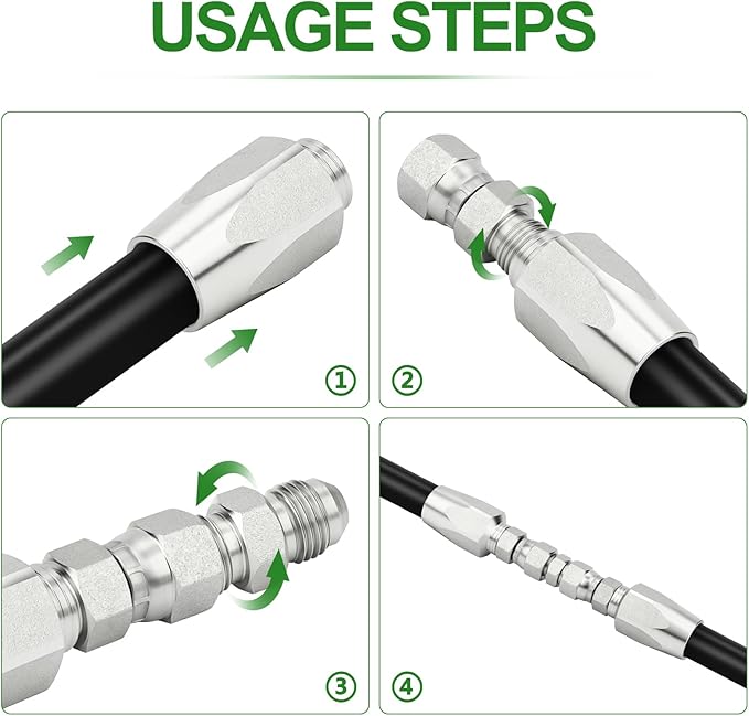 TAISHER 2PCS Hydraulic Hose Repair Kit 1/2" Reusable Fittings, 2-Wire Size #08 Field Repair Kit