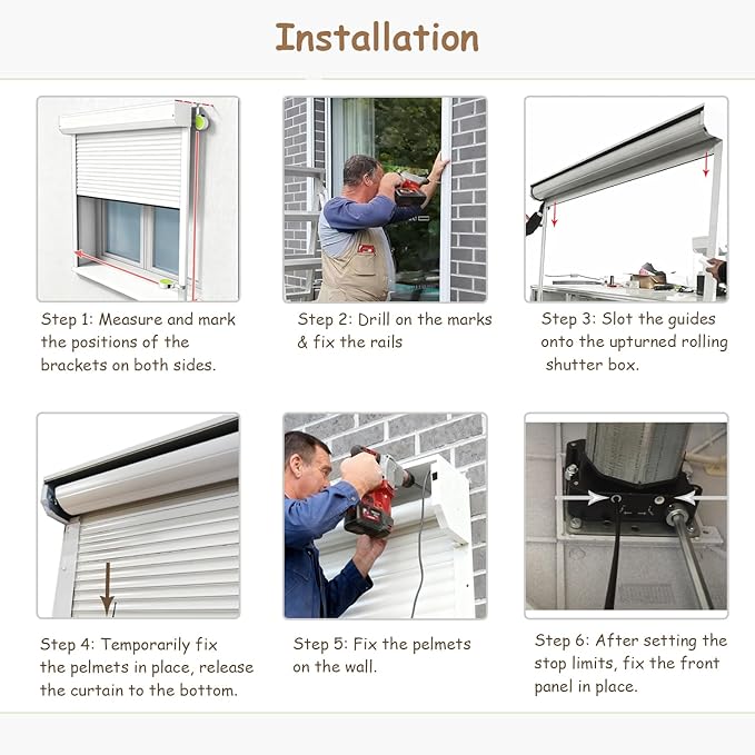 Aluminum Rolling Window Shutter Exterior, Security Roller Blinds Perforated Curtain, Privacy Slats Motorized Retractable Patio Screens (White)
