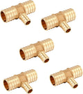 (Pack of 5) EFIELD 1" x1"x 1/2" Pex Reducing Tee Brass Barb Crimp Fittings For Pex Tubing Connection,(PEX1807086)
