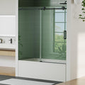Sliding Shower Door for 56-60" x 76" Opening, 6mm Coated Tempered Glass, One Fixed & One Sliding Panel, Stainless Steel Round Rail, Matte BlackFinish, Semi-Frameless Design