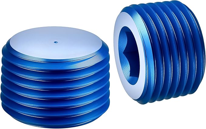 EVIL ENERGY 1/2" NPT Plugs Aluminum Socket Allen Head Blue, Pack of 2