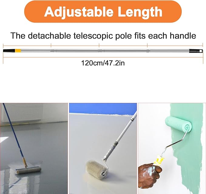 Self Leveling Cement Tool kit, Spiked Roller with Extension Pole for Self Leveling, Paint Rollers, Epoxy Tool Kit, Epoxy Shoes Spikes for Concrete and Cement Flooring(Basic)