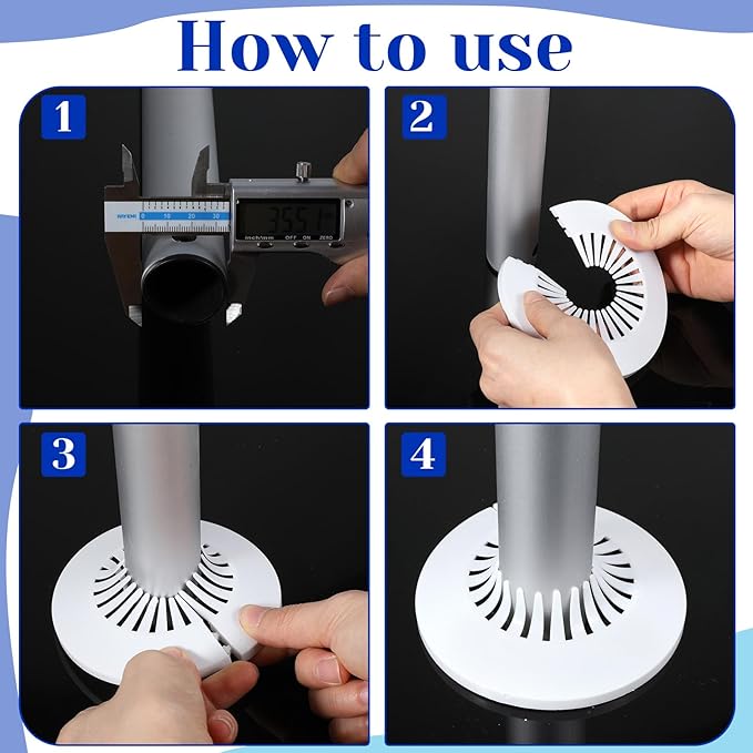 4PCS Plastic Escutcheon Plate, Wall Cover Flange Decoration Fit 1.18 to 2.17 Inch Outer Diameter Tube (30-55mm) for Water Tube Floor Plumbing Decoration (White)