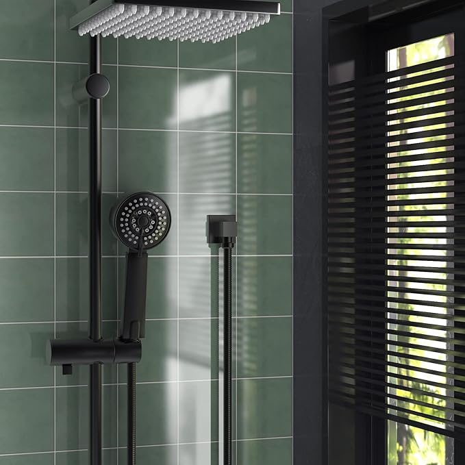 Wall Mounted Supply Elbow, Wall Elbow for Hand Shower, Solid Brass Square Wall Supply Elbow, Check Valve Included (Square, Matte Black)