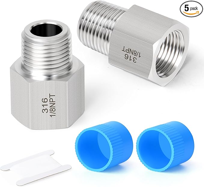 TAISHER 5PCS Forging of 316L Stainless Steel Pipe Fitting, Reducer Adapter, 1/8" NPT Male x 1/8" NPT Female, Reducing Pipe Adapter Fitting