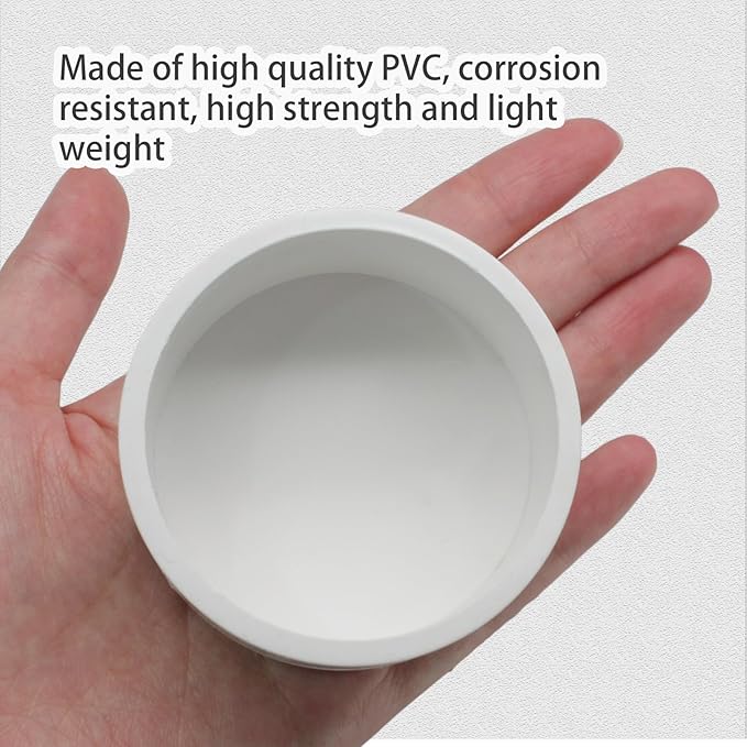 2 Pack 2 Inch PVC Cap, SCH40 PVC Pipe End Cap Fitting Furniture Grade Pipe End Plug Adapter, White Plug Socket Fittings for Build Furniture DIY Garden Shelf