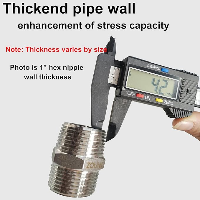 4PCS Hex Nipple 1/2" Male x 1/2" Male Pipe Fittings, 304 Stainless Steel 1/2 inch NPT Male Threaded Pipe Adapter Fittings Equal Nipples Connectors, Male Straight Connector Pipe Fitting