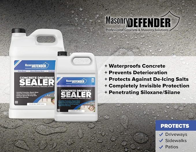 Concrete Sealer - Deep Penetrating Water Repellent, Silane Siloxane - 2.5 Gallon