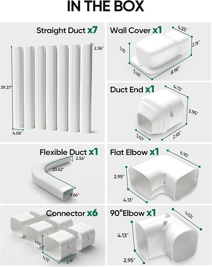 4" 26Ft Mini Split Line Set Cover, PVC Ductless Air Conditioner Decorative Pipe, Pump Covers, AC Line Cover Kit, for Outside Units Air Conditioners & Heat Pumps, All in One Set