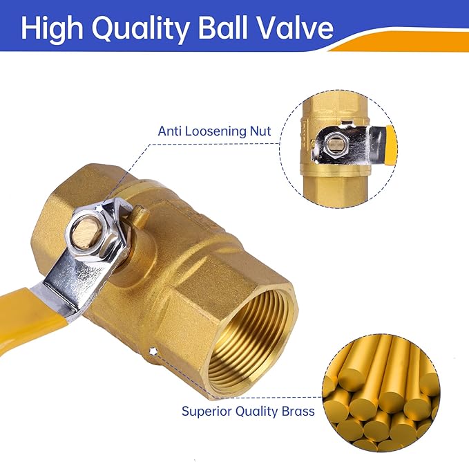 YADIAN 2 Pack 1-1/4 Inch NPT Heavy Duty Full Port Ball Valve, Brass Plumbing Fitting, Water Shut Off Valve 1-1/4'', NPT Female x Female Thread, 150 PSI WSP / 600 PSI WOG (1-1/4 Inch NPT, Pack of 2)