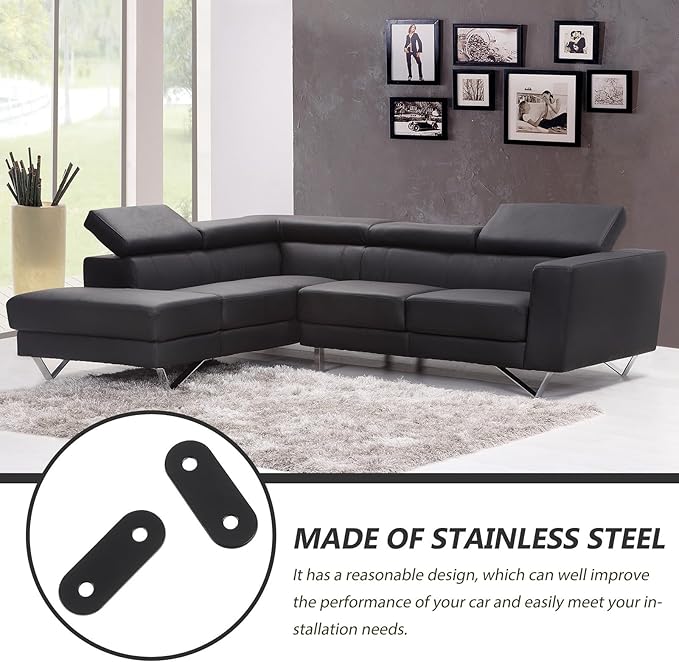 20pcs Stainless Steel Black Flat Corner Brackets Small Metal Mending Plates Fixing Plates for Shelves Furniture Window Reinforcement