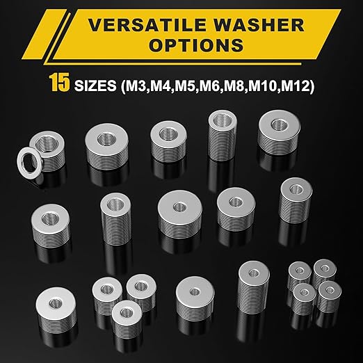 235Pcs Fender Washers, 304 Stainless Steel Flat Washers Assortment Kit, 15 Different Sizes M3 M4 M5 M6 M8 M10 M12 Metal Washers for Screws Bolts Hardware for Various Home Industrial Automotive