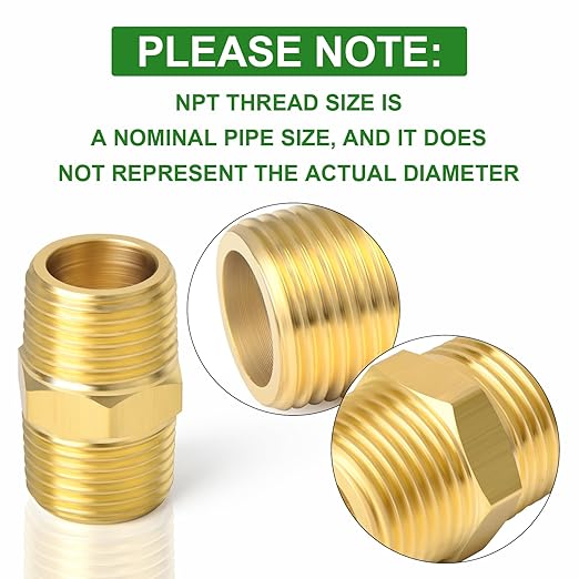TAISHER 15PCS Brass Pipe Fitting, Reducer Adapter, Hex Nipple, 1/4-Inch Male Pipe x 1/4-Inch Male Pipe